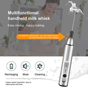 Milk Frother Handheld, Gbivbe Rechargeable Whisk Drink Mixer for Coffee with Art Stencils, Coffee Mixer for Cappuccino, Hot Chocolate Match, Frappe, Hot Chocolate, Egg Whisk