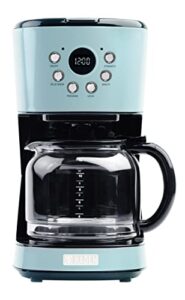 haden 75032 heritage innovative 12 cup capacity programmable vintage retro home countertop coffee maker machine with glass carafe, turquoise blue