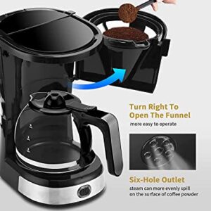 Gevi 4-Cup Coffee Maker with Auto-Shut Off, Small Drip Coffeemaker Compact Coffee Pot Brewer Machine with Cone Filter, Glass Carafe and Hot Plate, Stainless Steel Finish