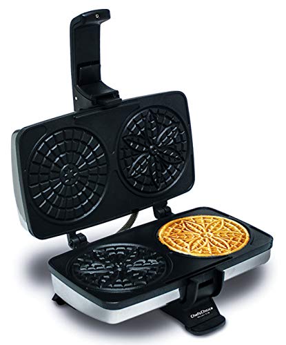 Chef's Choice Pizzelle Maker Toscano PizzellePro Features Nonstick Surface and Even Heating for Two Baked Treats in Seconds, 2-Slice, Silver