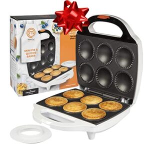 MasterChef Mini Pie and Quiche Maker- Pie Baker Cooks Homemade 6 Small Pies and Quiches in Minutes- Non-stick Cooker w Dough Cutting Circle for Easy Measurement, Birthday Gift