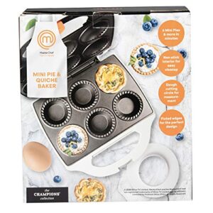 MasterChef Mini Pie and Quiche Maker- Pie Baker Cooks Homemade 6 Small Pies and Quiches in Minutes- Non-stick Cooker w Dough Cutting Circle for Easy Measurement, Birthday Gift