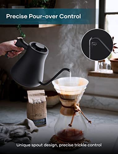 Electric Kettle, INTASTING Professional Electric Gooseneck Kettle, LED Digital Display, Precise 1℉ Temperature Control, 0.65mm Ultra-Slim Spout, 0.8 L, Auto Keep Warm, Mute, Pour Over Stopwatch