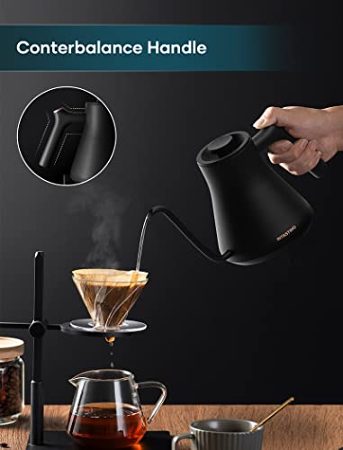 Electric Kettle, INTASTING Professional Electric Gooseneck Kettle, LED Digital Display, Precise 1℉ Temperature Control, 0.65mm Ultra-Slim Spout, 0.8 L, Auto Keep Warm, Mute, Pour Over Stopwatch