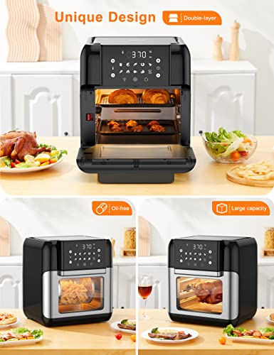 Innsky 10.6 Quart Air Fryer Oven with Rotisserie & Dehydrator, 【Patent & Safety Certs】10-in-1 Air Fryers Toaster Oven Combo, Airfryer Countertop Oven, 6 Accessories, 32+ Recipes, ETL Certified, 1500W