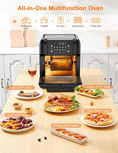 Innsky 10.6 Quart Air Fryer Oven with Rotisserie & Dehydrator, 【Patent & Safety Certs】10-in-1 Air Fryers Toaster Oven Combo, Airfryer Countertop Oven, 6 Accessories, 32+ Recipes, ETL Certified, 1500W