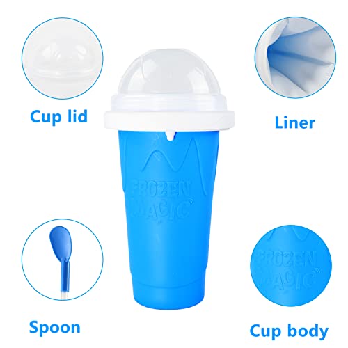 cdbz Slushy Cups,Slushie Maker Squeeze Cup,Frozen Magic Slushy Maker Cup,Slushy Cup 2 Pack, Protable Smoothie Mug Ice Cream Maker for Juices and Drinks (BLUE+PINK)