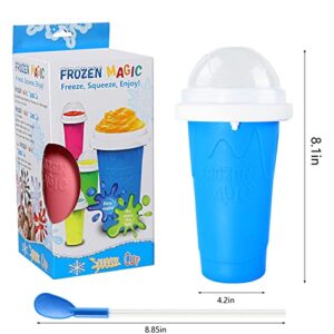 cdbz Slushy Cups,Slushie Maker Squeeze Cup,Frozen Magic Slushy Maker Cup,Slushy Cup 2 Pack, Protable Smoothie Mug Ice Cream Maker for Juices and Drinks (BLUE+PINK)