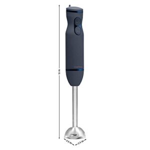 Chefman Immersion Stick Hand Blender with Stainless Steel Blades, Powerful Electric Ice Crushing 2-Speed Control Handheld Food Mixer, Purees, Smoothies, Shakes, Sauces & Soups, Midnight Blue