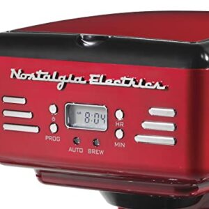 Nostalgia Retro 12-Cup Programmable Coffee Maker With LED Display, Automatic Shut-Off & Keep Warm, Pause-And-Serve Function, Red