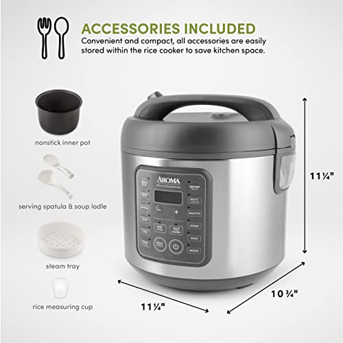 AROMA Housewares 20-Cup (Cooked) / 5Qt. Digital Rice & Grain Multicooker (ARC-5200SG), Gray