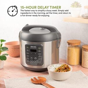 AROMA Housewares 20-Cup (Cooked) / 5Qt. Digital Rice & Grain Multicooker (ARC-5200SG), Gray