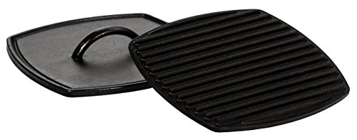 Lodge LPP3 Cast Iron Square Ribbed Panini Press, 8.25-inch