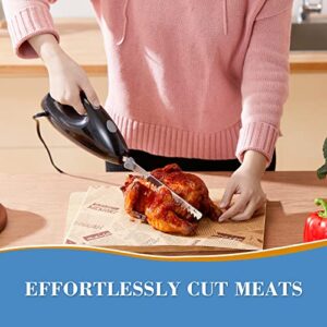 Cook Concept Electric Knife for Carving Meat, Fish, Turkey, Bread, Bone Cutting, Crafting Foam and More. 2 Interchangeable 8" Serrated Stainless Steel Blades, Fast Slicing, Lightweight