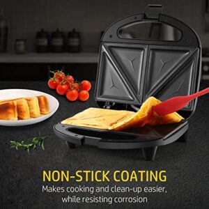 OSTBA Sandwich Maker, Toaster and Electric Panini Press with Non-stick plates, LED Indicator Lights, Cool Touch Handle, Black