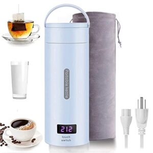travel electric kettle small portable electric kettle, 380ml mini tea kettle with 4 variable presets, 304 stainless steel kettle water boiler, auto shut-off & boil dry protection, bpa free(blue)