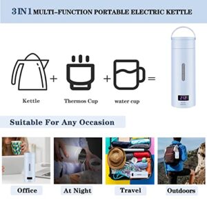 Travel Electric Kettle Small Portable Electric Kettle, 380ML Mini Tea Kettle with 4 Variable Presets, 304 Stainless Steel Kettle Water Boiler, Auto Shut-Off & Boil Dry Protection, BPA Free(Blue)
