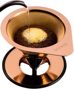 ireum gourmet pour over coffee maker – twill-mesh, paperless, pour over drip coffee filter & nonslip silicone base (1~2 cup, 8oz.)