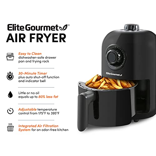 Elite Gourmet EAF1121 Personal 1.1 Qt. Compact Space Saving Electric Hot Air Fryer Oil-Less Healthy Cooker, Timer & Temperature Controls, 1000W