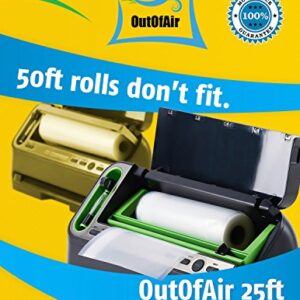 8" x 25' Rolls (Fits Inside Machine) - 4 Pack (100 feet total) OutOfAir Vacuum Sealer Rolls. Works with FoodSaver Vacuum Sealers. 33% Thicker, BPA Free, Sous Vide, Commercial Grade