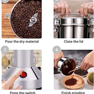 Grain Mill 150g High Speed Food Electric Stainless Steel Grinder Mill Seeds Flour Nut Pill Wheat Corn Herbs Spices & Seasonings Grinder Dry Grain Powder Machine