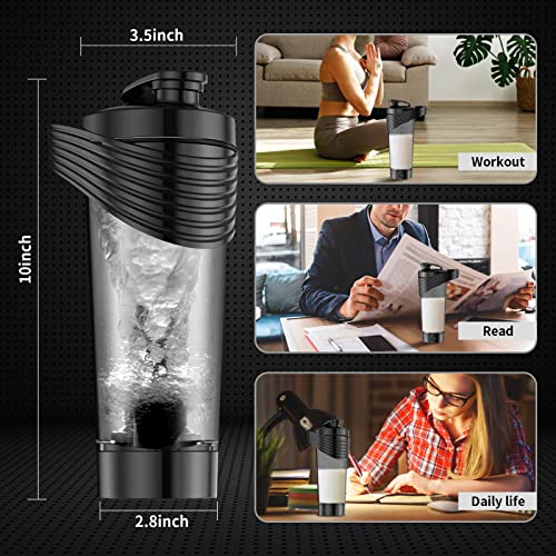 Electric Protein Shaker Bottle USB C Rechargeable Electric Blender Bottles for Protein Mixes with BPA Free, Vortex Portable Mixer Cup Made with Tritan 28 OZ 6500rpm Powerful Black