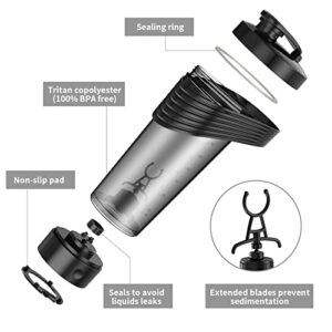 Electric Protein Shaker Bottle USB C Rechargeable Electric Blender Bottles for Protein Mixes with BPA Free, Vortex Portable Mixer Cup Made with Tritan 28 OZ 6500rpm Powerful Black