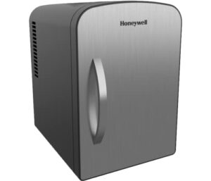 honeywell 4 liter personal fridge cools or heats & provides compact storage for skincare, snacks, or 6 12oz cans