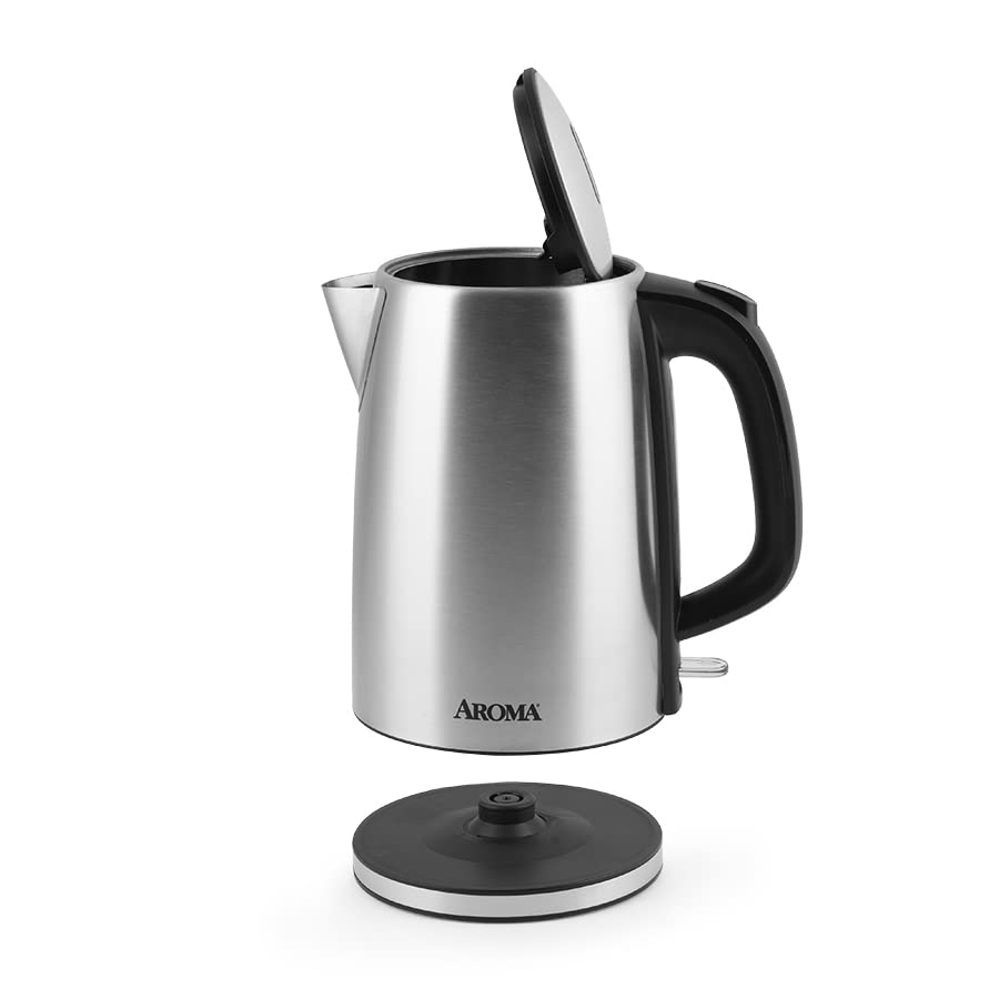 Aroma Housewares AROMA® 1.7L / 7-Cup Stainless Steel Electric Kettle with Cordless Pouring, Automatic Keep Warm Mode, Powerful & Quick 1750 Wattage (AWK-1402SB)