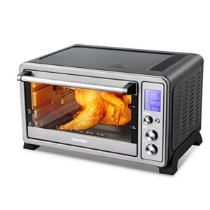 TOSHIBA AC25CEW-SS Large 6-Slice Convection Toaster Oven Countertop, 10-In-One with Toast, Pizza and Rotisserie, 1500W, Stainless Steel, Includes 6 Accessories