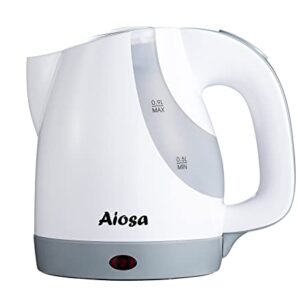 Aiosa Electric Kettles(White),0.9L,Mini Water Kettle,Hot Water Kettle Electric,Portable Tea Kettles With Auto Shut Off,Travel Small Kettle,Kettle Water Boiler,Personal Kettle