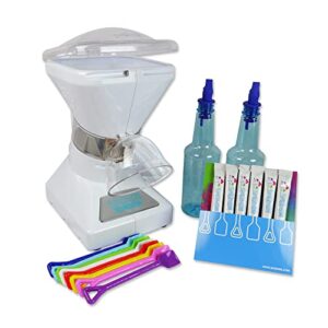 little snowie max snow cone machine – premium shaved ice maker, with powder sticks syrup mix, 6-stick kit, white