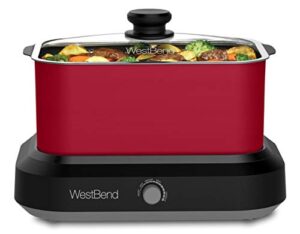 west bend 87906r slow cooker large capacity non-stick variable temperature control includes travel lid and thermal carrying case, 6-quart, red