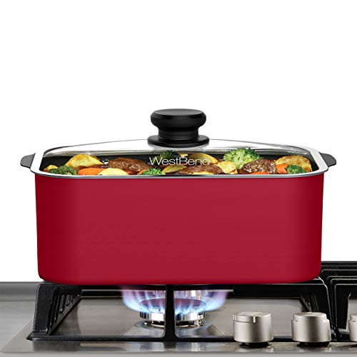 West Bend 87906R Slow Cooker Large Capacity Non-stick Variable Temperature Control Includes Travel Lid and Thermal Carrying Case, 6-Quart, Red