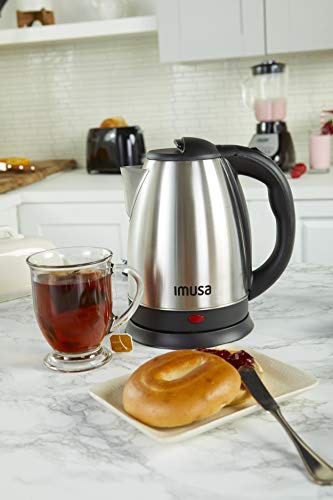 IMUSA USA GAU-18220 1.8 Liter Cordless Stainless Steel Electric Tea Kettle with Easy To Serve Pouring Spout