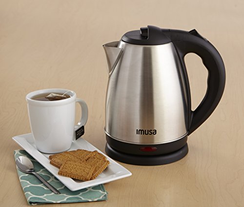 IMUSA USA GAU-18220 1.8 Liter Cordless Stainless Steel Electric Tea Kettle with Easy To Serve Pouring Spout