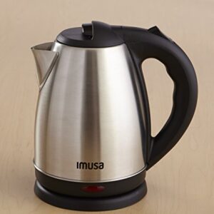 IMUSA USA GAU-18220 1.8 Liter Cordless Stainless Steel Electric Tea Kettle with Easy To Serve Pouring Spout