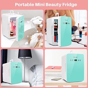 AstroAI Mini Fridge 6 Liter/8 Can Skincare Fridge for Bedroom - with Upgraded Temperature Control Panel - AC/12V DC Thermoelectric Portable Cooler and Warmer for Skin Care, Foods (Green)