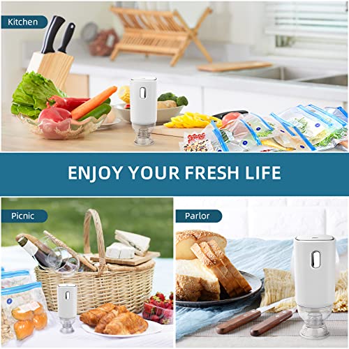 Sous Vide Bags 24PCS,FINWAY Electric Vacuum Sealer Machine & Reusable Vacuum Zipper Bags for Cooking and Food Storage,Sous Vide Vacuum Sealer with 10 Vacuum Zipper Bags,2 Cooking Clips & 5 Zip Clips