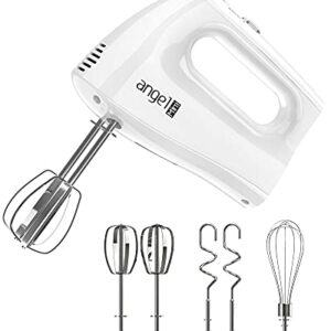 Mini Angel Hand Mixer, 400W Portable Kitchen Handheld Mixer with Eject Button, 5 Speed & 5 Stainless Steel Accessories, Egg Beaters and Whisk for Easy Whipping Cake, Cream, Batters, Cookies