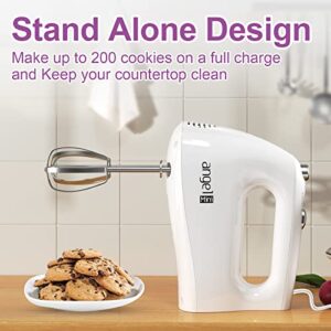 Mini Angel Hand Mixer, 400W Portable Kitchen Handheld Mixer with Eject Button, 5 Speed & 5 Stainless Steel Accessories, Egg Beaters and Whisk for Easy Whipping Cake, Cream, Batters, Cookies