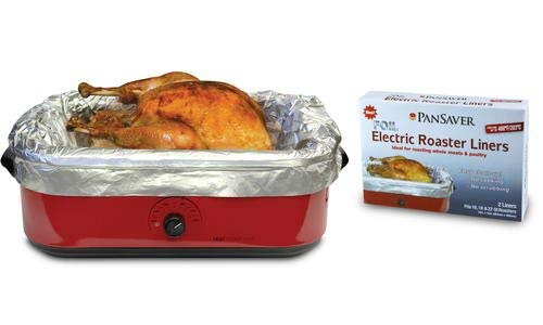 Pansaver Foil Electric Roaster Liners, 3 Box Bundle (6 Liners for Roasters). Fits 16, 18 and 22 Quart Roasters. Best Liners for Roasting Whole Meats.