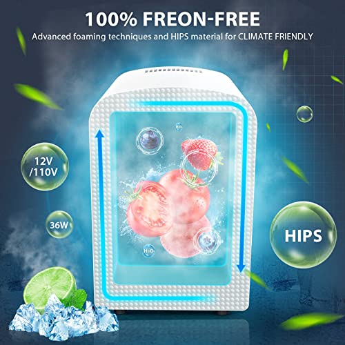 Mini Fridge 4 Liter AC/DC Energy Saving Cooler And Warmer Refrigerator, Portable Personal Fridge For Office, Car, Bedroom, 100% Freon-Free Great For Skincare, Fruit, Food, Medicine(WHITE) - F