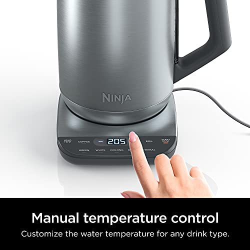 Ninja KT200 Precision Temperature Electric Kettle, 1500 watts, BPA Free, Stainless, 7-Cup Capacity, Hold Temp Setting, Silver