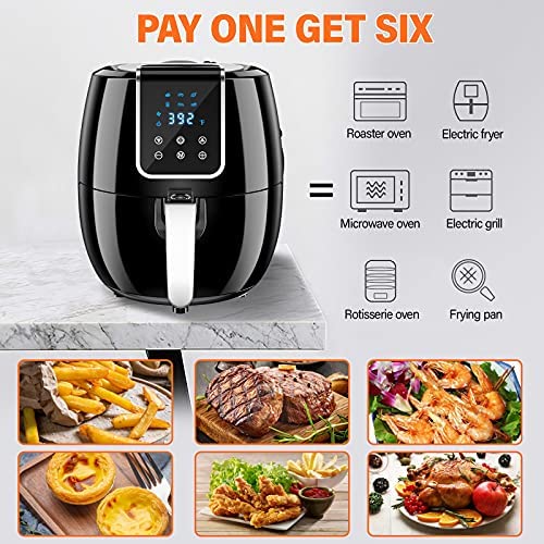 6-in-1 Air Fryer, 7-Quart/6.5L Smart Electric Hot Airfryer Combo Oven Oilless Cooker, 1800W Large Capacity Multifunction Health fryer with LCD Digital Screen and Nonstick Frying Pot, 140℉ to 400℉ Temperature Range, ETL/UL Certified