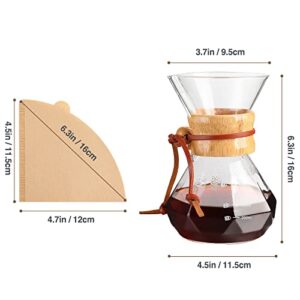 Puricon Pour Over Coffee Maker with V60 Paper Filter 40 Sheets, Holds 1 to 2 Cups, 15oz Coffee Dripper Set Borosilicate Glass Coffee Carafe Brewer, Coffee Server for Home Café Restaurant Camping