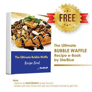 Hong Kong Egg Waffle Maker by StarBlue with BONUS recipe e-book - Make Hong Kong Style Bubble Egg Waffle in 5 minutes AC 120V, 60Hz 760W