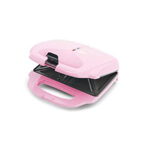 greenlife pro electric panini press grill and sandwich maker, healthy ceramic nonstick plates,easy indicator light, pfas-free, pink