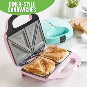 GreenLife Pro Electric Panini Press Grill and Sandwich Maker, Healthy Ceramic Nonstick Plates,Easy Indicator Light, PFAS-Free, Pink