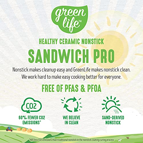 GreenLife Pro Electric Panini Press Grill and Sandwich Maker, Healthy Ceramic Nonstick Plates,Easy Indicator Light, PFAS-Free, Pink